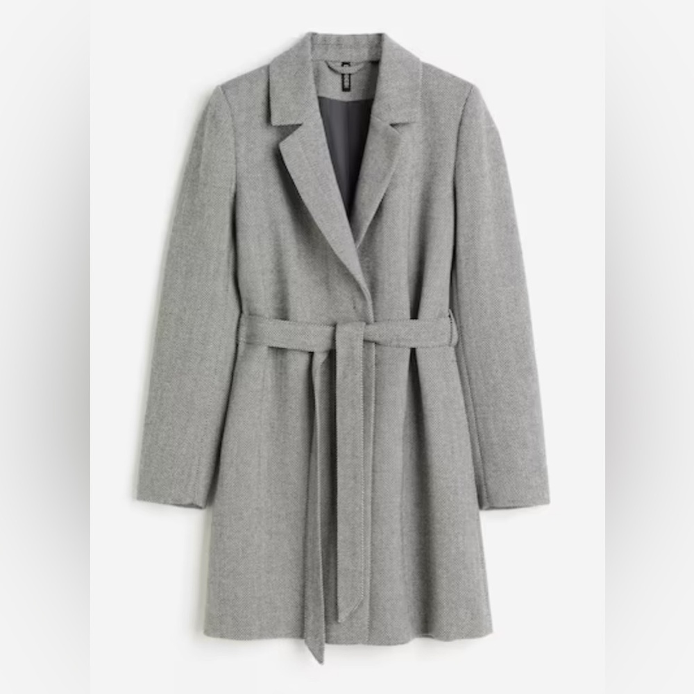 H&M Gray Tie Belt Coat